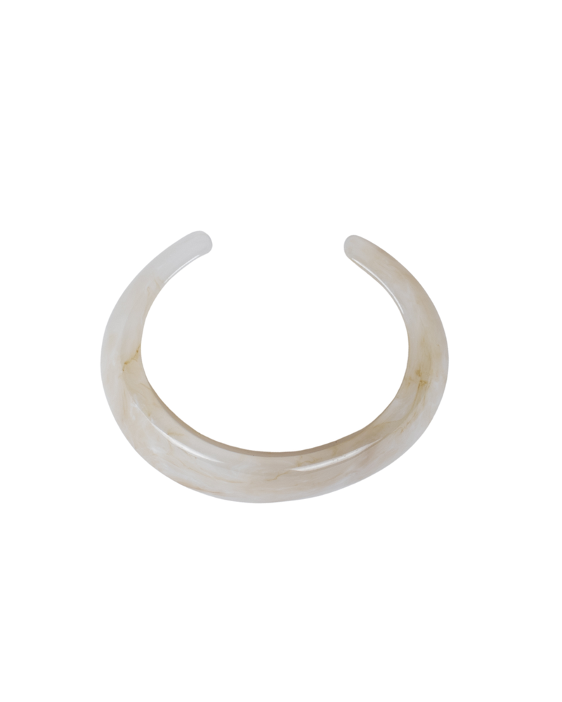 Pulsera acrílica marmoleada beige mujer