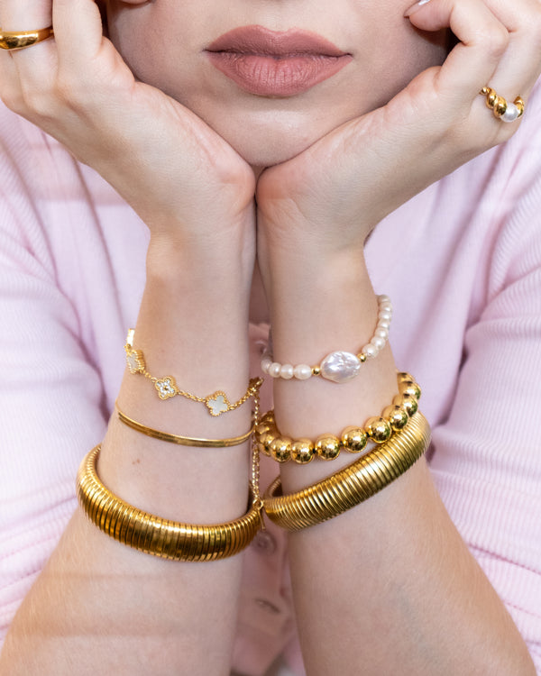 Pulsera de Bolitas Grandes Dorada