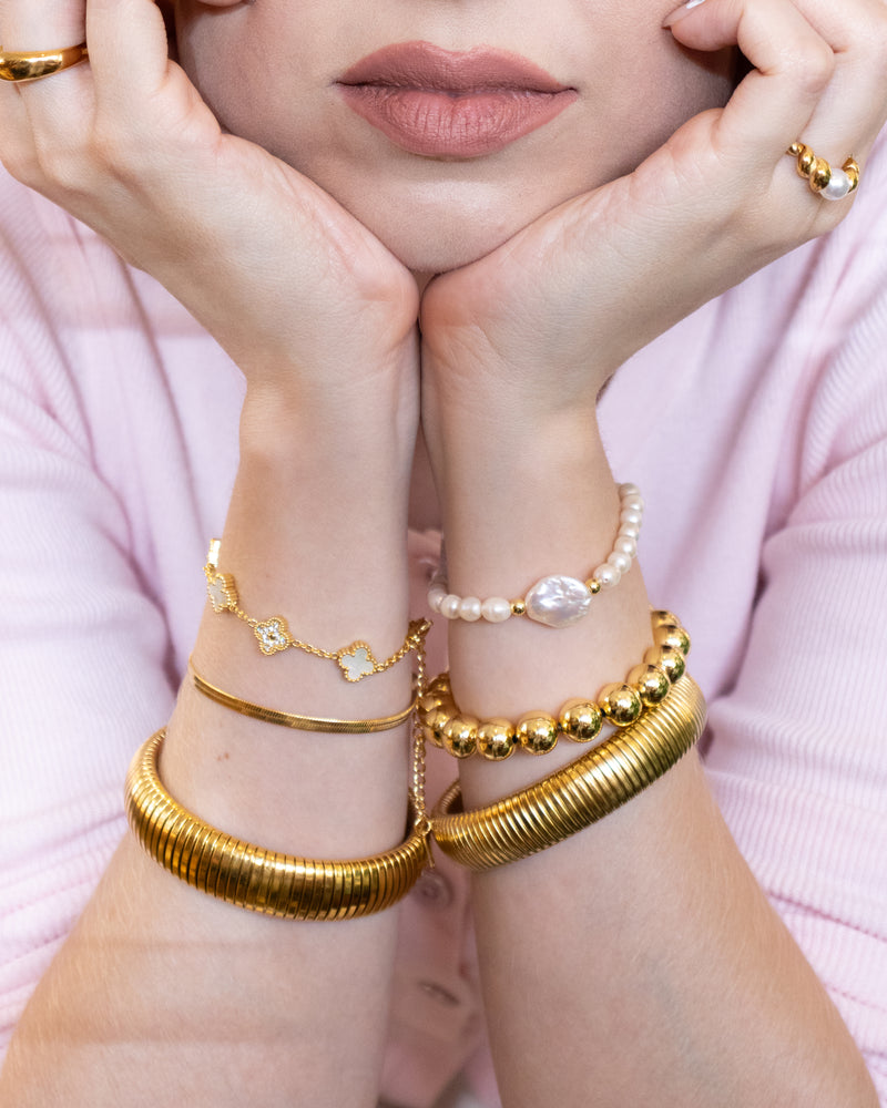 Pulsera de Bolitas Grandes Dorada