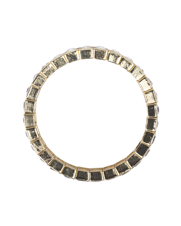 Pulsera Elástica Dorada de con Zirconias Rectangulares