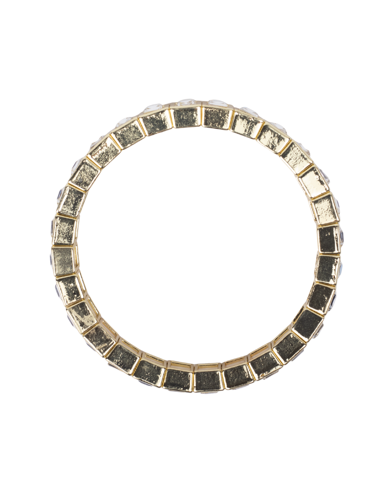 Pulsera Elástica Dorada de con Zirconias Rectangulares