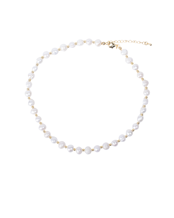 Gargantilla de Perlas del Río y Bolitas Doradas