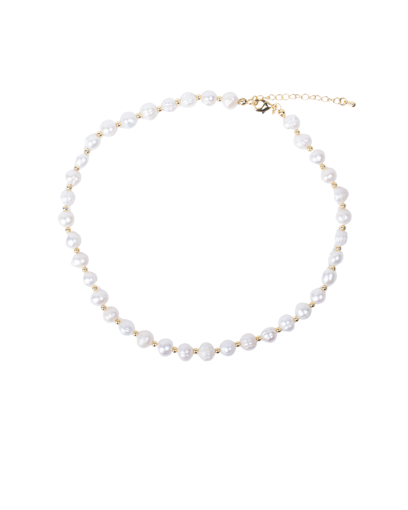 Gargantilla de Perlas del Río y Bolitas Doradas