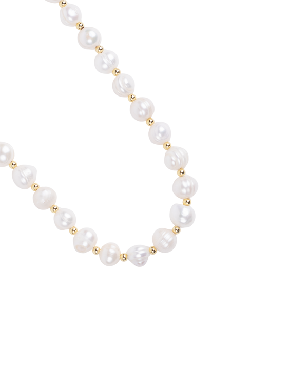 Gargantilla de Perlas del Río y Bolitas Doradas