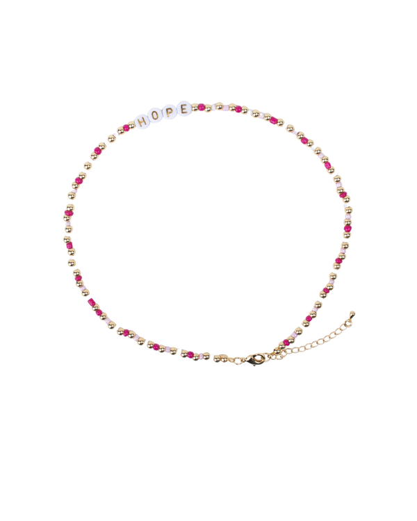 Collar de Cuentas con Frase HOPE y Detalles Dorados
