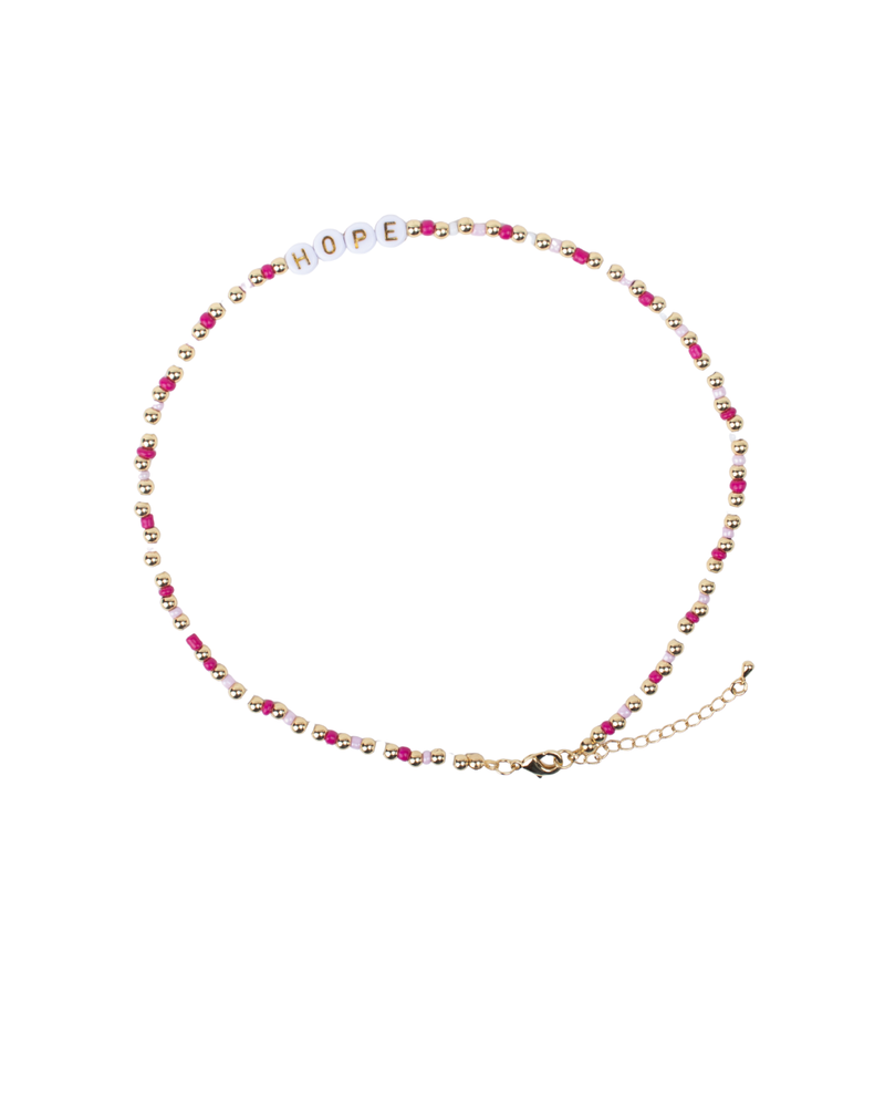 Collar de Cuentas con Frase HOPE y Detalles Dorados