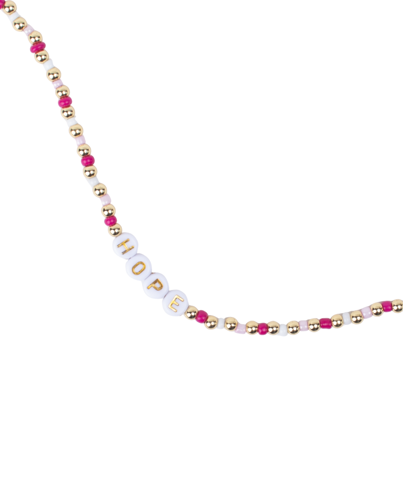 Collar de Cuentas con Frase HOPE y Detalles Dorados
