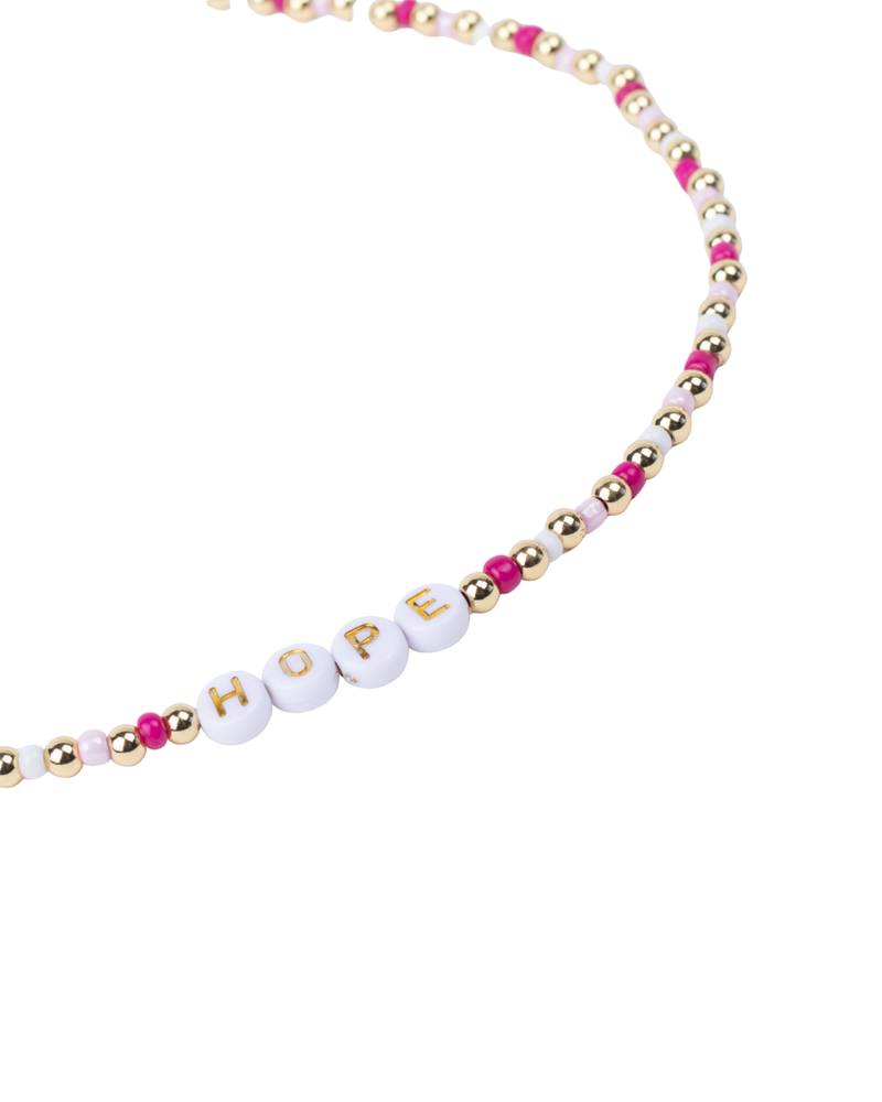 Collar de Cuentas con Frase HOPE y Detalles Dorados