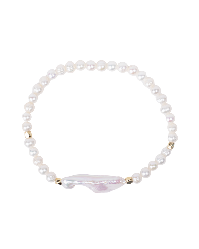 Pulsera Elástica de Perlas con detalle al centro