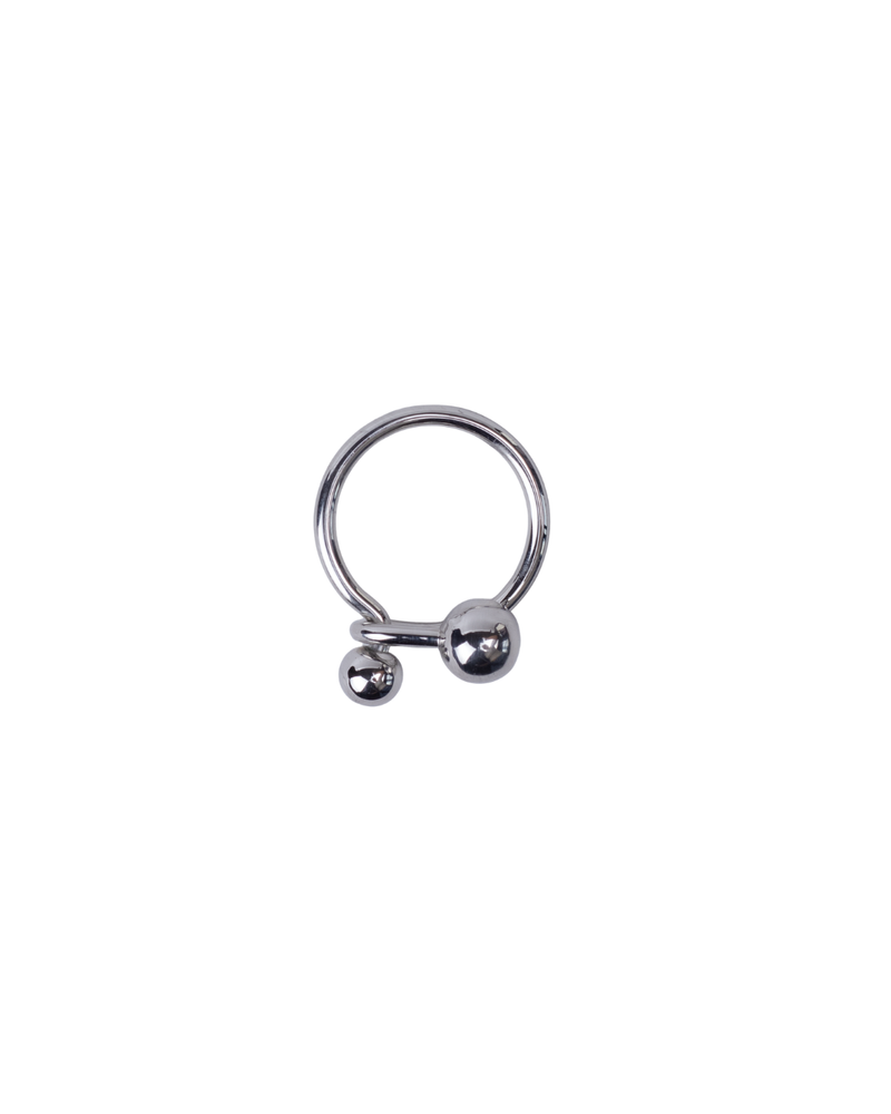 Anillo Moderno con Esferas Plateadas Ajustable