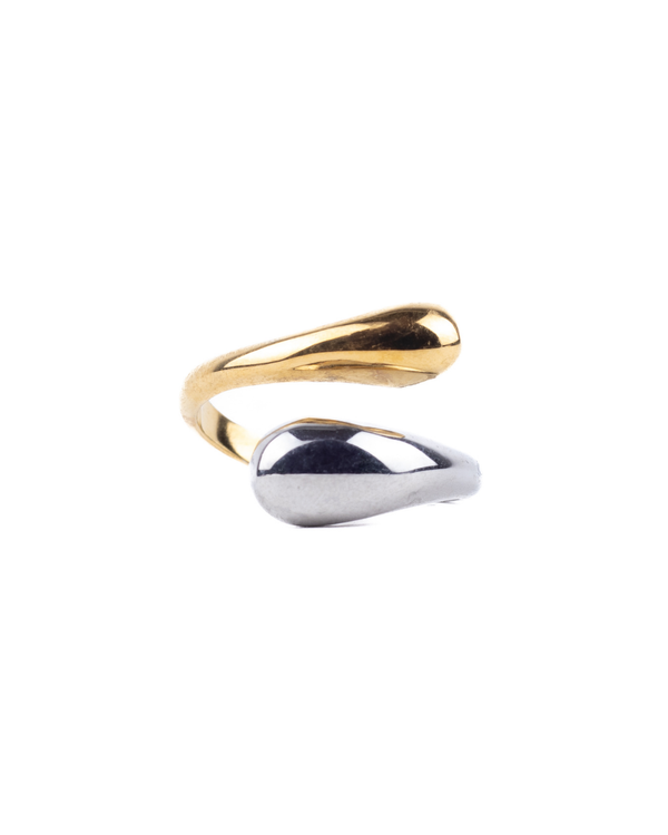 Anillo s Xandra bicolor de acero inoxidable, resistente al agua.